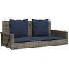 Image de vidaXL Banc à bascule avec coussins Gris 119x56x48 cm Poly rotin