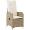 Image de vidaXL Fauteuil de jardin avec coussin Réglable Beige Poly Rattan