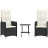 Image de vidaXL Chaises d'extérieur 2 pcs. avec table noir Poly-Rattan