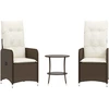 Image de vidaXL Chaises d'extérieur 2 pcs. avec table Marron Poly Rattan