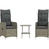 Image de vidaXL Chaises d'extérieur 2 pcs. avec table Gris Poly Rattan