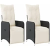 Image de vidaXL Fauteuil de jardin avec coussin 2 pcs. Réglable Noir Poly Rattan