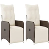 Image de vidaXL Fauteuil de jardin avec coussin 2 pcs. Réglable Marron Poly Rattan