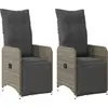 Image de vidaXL Fauteuil de jardin avec coussin 2 pcs. Réglable Gris Poly Rattan