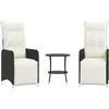 Image de vidaXL Chaises d'extérieur 2 pcs. avec table noir Poly-Rattan
