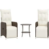 Image de vidaXL Chaises d'extérieur 2 pcs. avec table Marron Poly Rattan