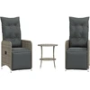 Image de vidaXL Chaises d'extérieur 2 pcs. avec table Gris Poly Rattan