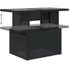 Image de vidaXL Table de jardin avec plateau en verre noir 100x55x73 cm Poly rotin