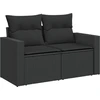Image de vidaXL Canapé de jardin avec coussins 2 places noir poly rotin