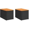 Image de vidaXL Tables d'appoint de jardin 2 pcs noir 55x34x37cm Poly rotin bois