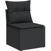 Image de Canapé de jardin sans accoudoirs avec coussins noir Poly rotin