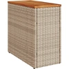 Image de vidaXL Table d'appoint de jardin plateau en bois beige 58x27,5x55 cm Poly rotin