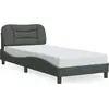 Image de vidaXL Cadre de lit sans matelas "Hvar" gris foncé 90x190 cm Tissu
