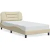 Image de vidaXL Cadre de lit sans matelas "Hvar" Crème 100x200 cm Tissu