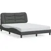 Image de vidaXL Cadre de lit sans matelas "Hvar" gris foncé 120x200 cm Tissu