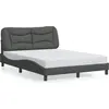 Image de vidaXL Cadre de lit sans matelas "Hvar" gris foncé 140x190 cm Tissu