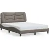 Image de vidaXL Cadre de lit sans matelas "Hvar" Taupe 140x190 cm Tissu