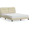 Image de vidaXL Cadre de lit sans matelas "Hvar" Crème 140x190 cm Tissu