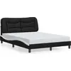 Image de vidaXL Cadre de lit sans matelas "Hvar" noir et blanc 140x190 cm simili-cuir