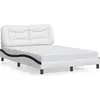 Image de vidaXL Cadre de lit sans matelas "Hvar" blanc et noir 140x190 cm similicuir