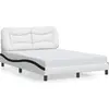 Image de vidaXL Cadre de lit sans matelas "Hvar" blanc et noir 140x200 cm similicuir
