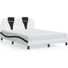 Image de vidaXL Cadre de lit "Viana" sans matelas Blanc et noir 140x190 cm Similicuir