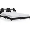 Image de vidaXL Cadre de lit "Viana" sans matelas noir et blanc 160x200 cm simili-cuir