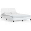 Image de vidaXL Cadre de lit sans matelas "Zadar" blanc 140x190 cm similicuir