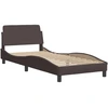 Image de vidaXL Lit avec matelas "Dover" brun foncé 80x200 cm Tissu
