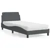 Image de vidaXL Lit avec matelas "Dover" gris foncé 90x190 cm velours