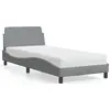 Image de vidaXL Lit avec matelas "Dover" gris clair 90x200 cm Tissu