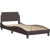 Image de vidaXL Lit avec matelas "Dover" brun foncé 90x200 cm Tissu