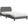 Image de vidaXL Lit avec matelas "Dover" gris foncé 100x200 cm Tissu