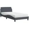 Image de vidaXL Lit avec matelas "Dover" gris foncé 100x200 cm velours