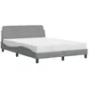 Image de vidaXL Lit avec matelas "Dover" gris clair 120x200 cm Tissu