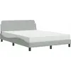 Image de vidaXL Lit avec matelas "Dover" gris clair 120x200 cm velours