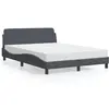 Image de vidaXL Lit avec matelas "Dover" gris foncé 120x200 cm velours