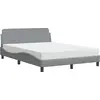 Image de vidaXL Lit avec matelas "Dover" gris clair 140x200 cm Tissu