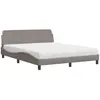Image de vidaXL Lit avec matelas "Dover" Taupe 160x200 cm Tissu