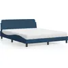 Image de vidaXL Lit avec matelas "Dover" bleu 160x200 cm Tissu