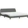 Image de vidaXL Lit avec matelas "Dover" gris foncé 180x200 cm Tissu
