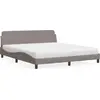 Image de vidaXL Lit avec matelas "Dover" Taupe 180x200 cm Tissu