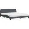 Image de vidaXL Lit avec matelas "Dover" gris foncé 180x200 cm velours