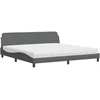 Image de vidaXL Lit avec matelas "Dover" gris foncé 200x200 cm Tissu