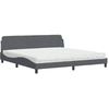 Image de vidaXL Lit avec matelas "Dover" gris foncé 200x200 cm velours