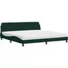 Image de vidaXL Lit avec matelas "Dover" vert foncé 200x200 cm velours