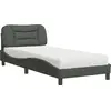 Image de vidaXL Lit avec matelas "Hvar" gris foncé 90x190 cm Tissu