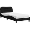 Image de vidaXL Lit avec matelas "Hvar" noir 90x200 cm Tissu