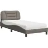 Image de vidaXL Lit avec matelas "Hvar" Taupe 90x200 cm Tissu