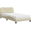 Image de vidaXL Lit avec matelas "Hvar" Crème 100x200 cm Tissu